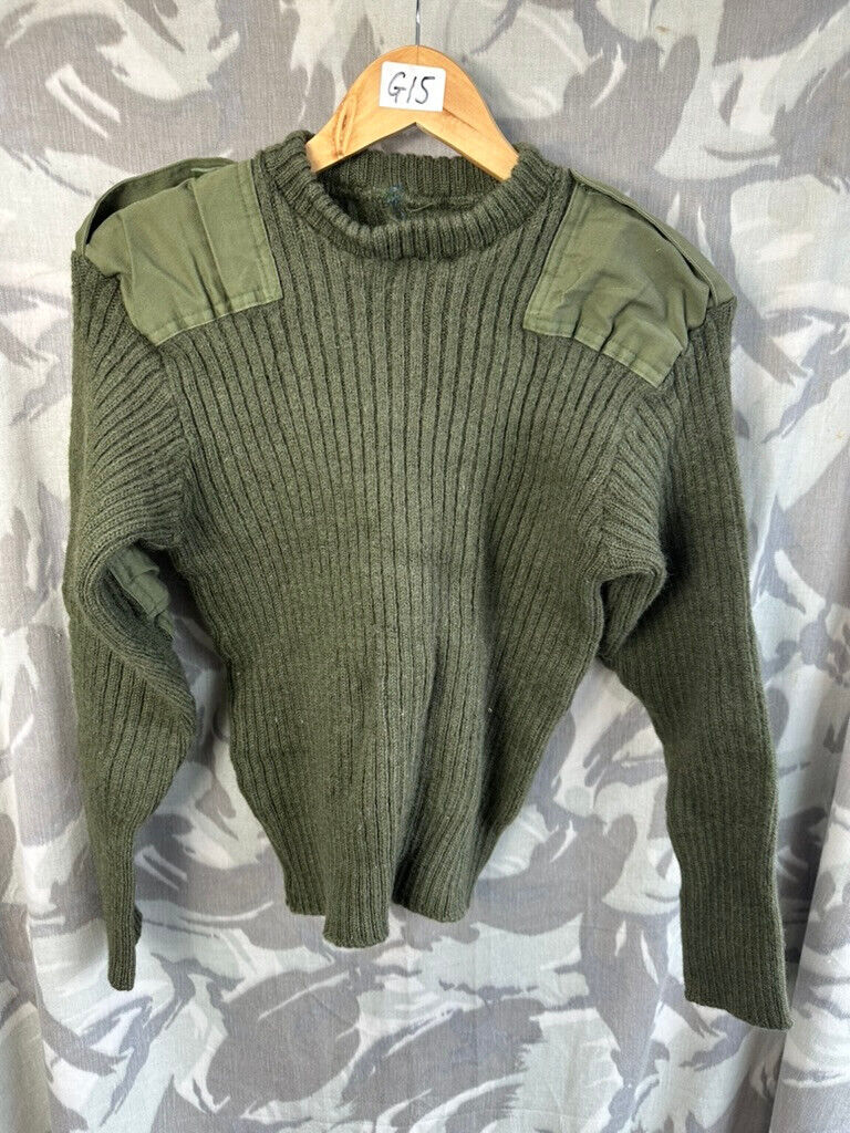 Echter schwerer Pullover aus olivgrünem Jersey für Herren der britischen Armee – Brustgröße 36 Zoll 