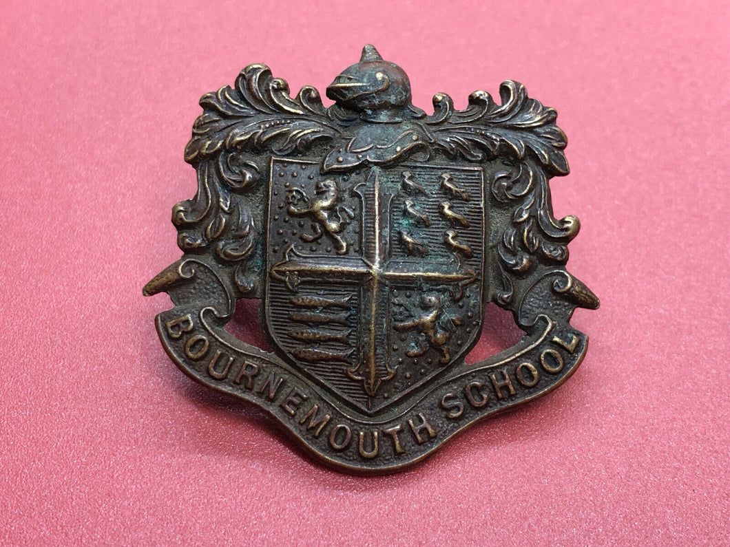 Original WW1 British Army Bournemouth School OTC Officer Training Cap Badge