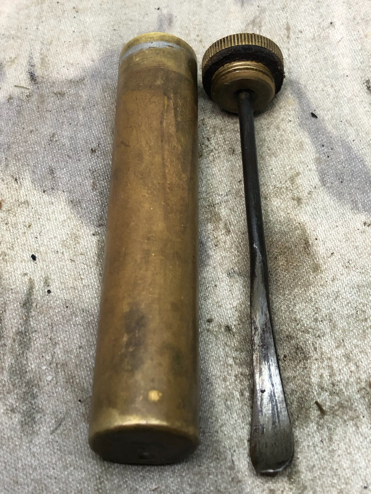 Original WW1 British Army SMLE Enfield Brass Oil Bottle - EFD Marked - The Militaria Shop