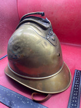 Charger l&#39;image dans la galerie, Original Early 1900&#39;s French Fire Brigade Helmet with Liner &amp; Chinstrap
