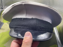 Load image into Gallery viewer, Vintage British Royal Navy White Peaked Cap - Size 59cm - The Militaria Shop
