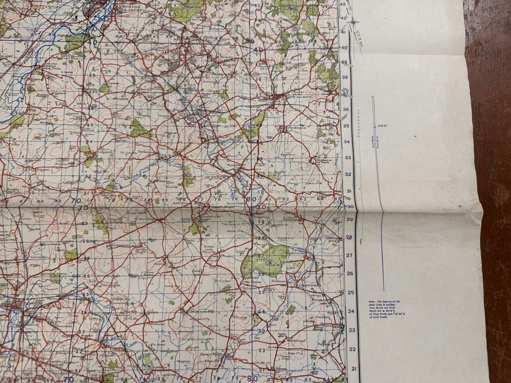 Original WW2 British Army GSGS OS Map of Great Britain - Burton & Walsall - The Militaria Shop
