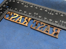 Load image into Gallery viewer, Original Pair of WW2 Brass British Army Shoulder Titles RASC Army Service Corps
