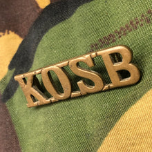 Load image into Gallery viewer, Genuine British Army WW1 Brass Shoulder Title - Kings Own Scottish Borderers - The Militaria Shop
