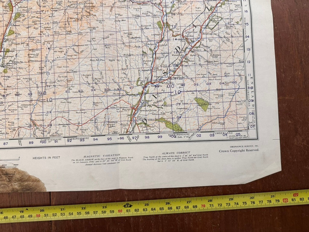Original WW2 British Army GSGS OS Map of Scotland - Hawick & Eskdale - The Militaria Shop