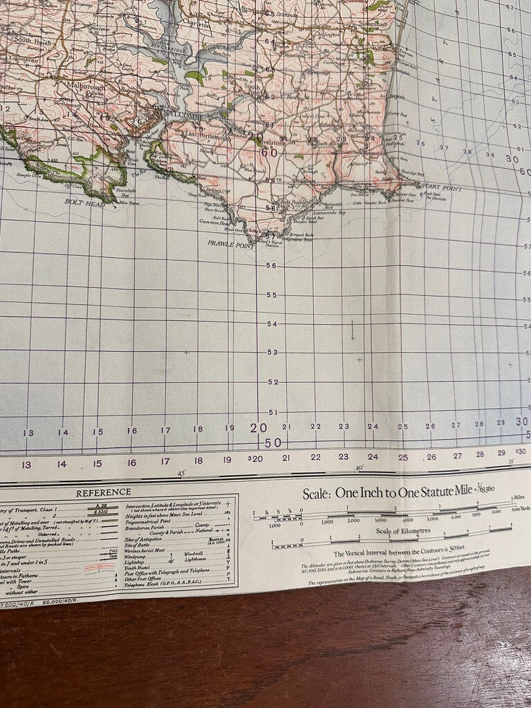 Original WW2 British Army GSGS OS Map of England - Torquay - The Militaria Shop