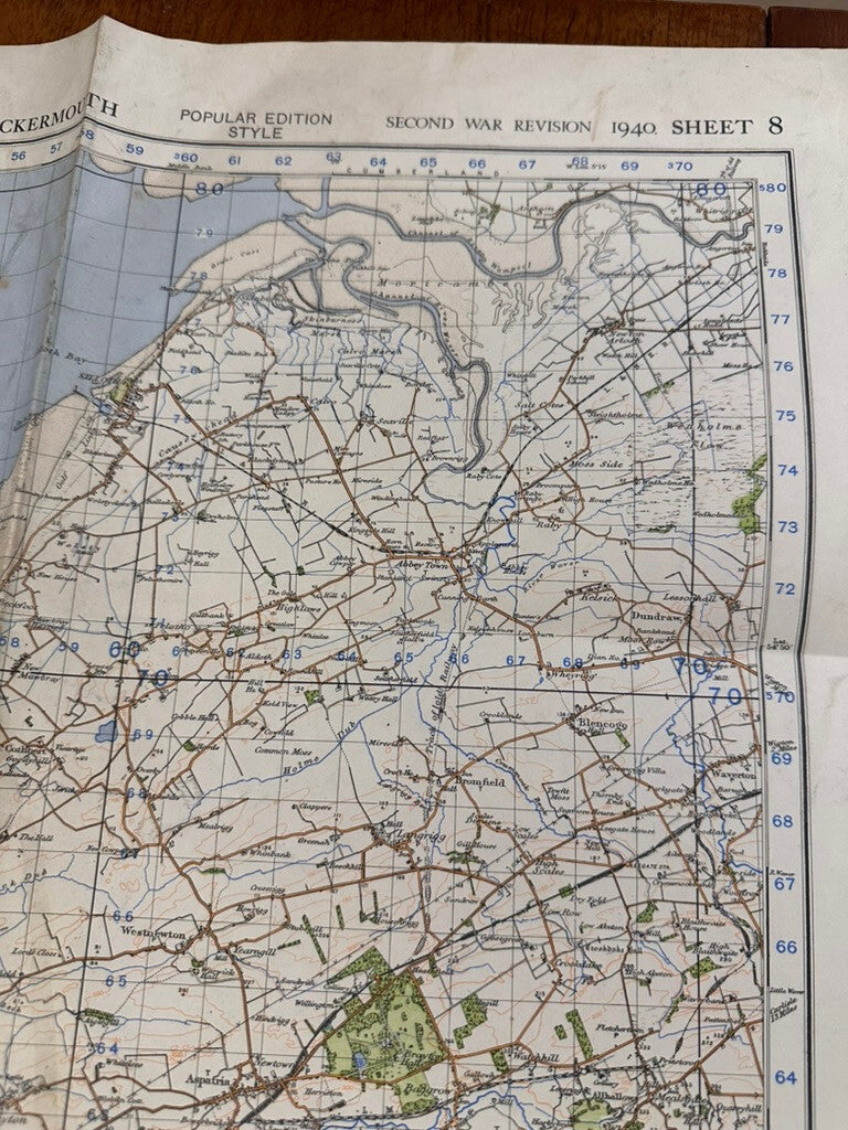Original WW2 British Army GSGS OS Map of England - Workington & Cockermouth - The Militaria Shop