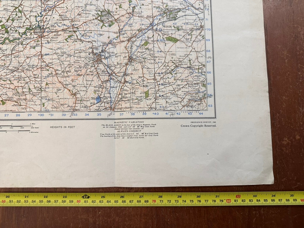 Original WW2 British Army GSGS Os Map of Great Britain - Ribblesdale - The Militaria Shop