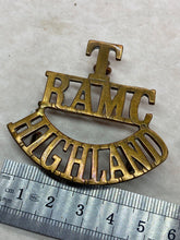 Load image into Gallery viewer, Original WW1 Royal Army Medical Corps Highland Territorial Shoulder Title
