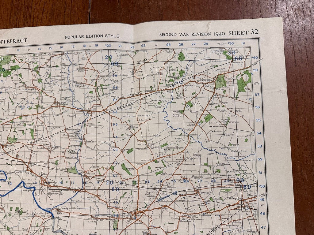 Original WW2 British Army GSGS OS Map of Great Britain - Goole & Pontefract - The Militaria Shop