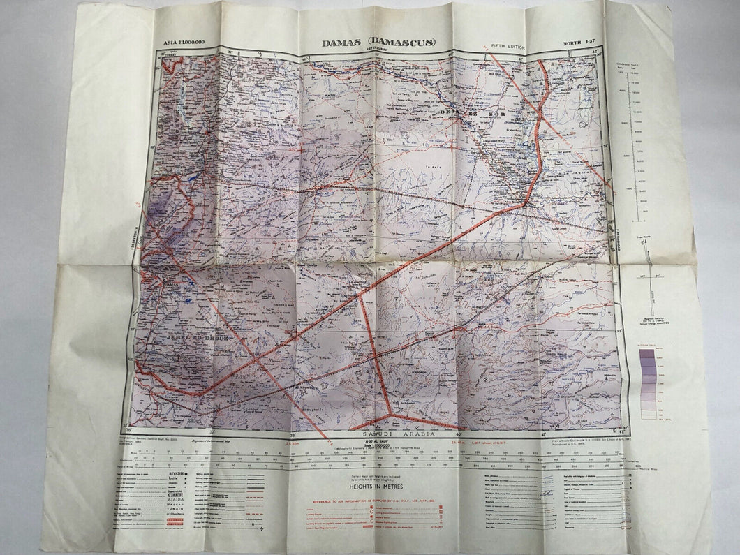 Original WW2 British Army / RAF Map - Damacus