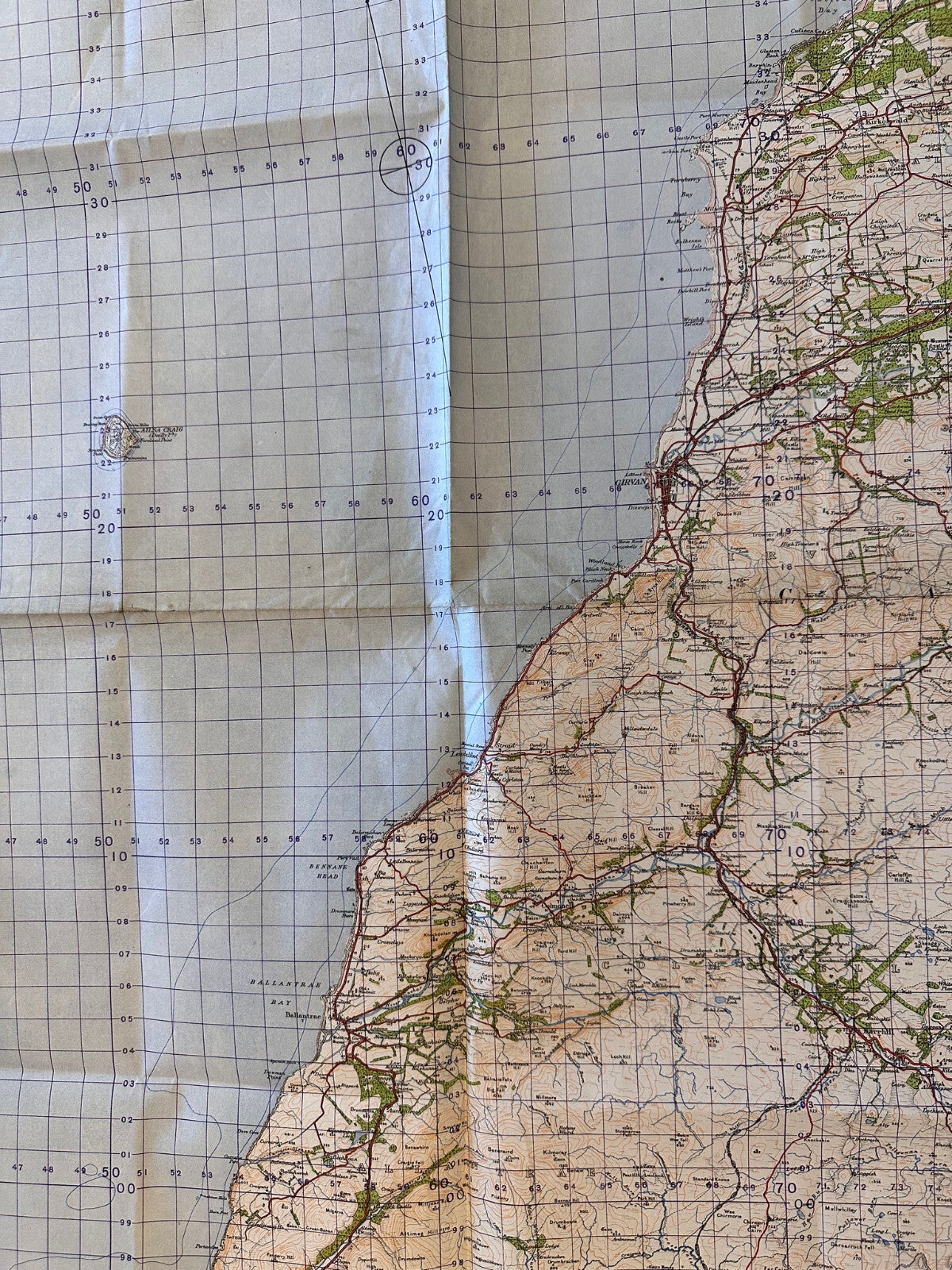 Original WW2 British Army GSGS Map of Scotland - Auksa Craig & Girvan - The Militaria Shop