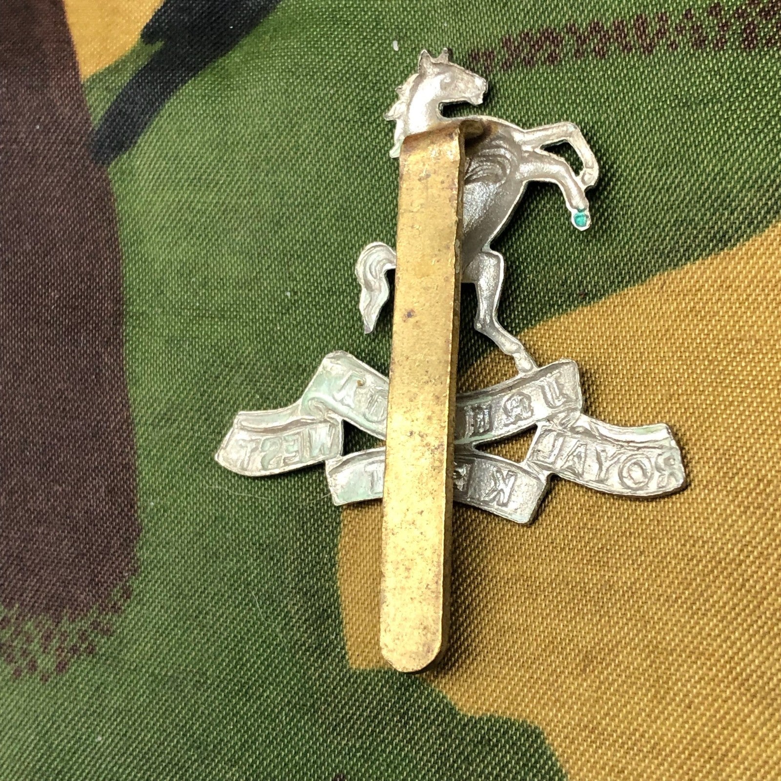 Original British Army WW2 Cap Badge - Queen's Own Royal West Kent Regiment - The Militaria Shop