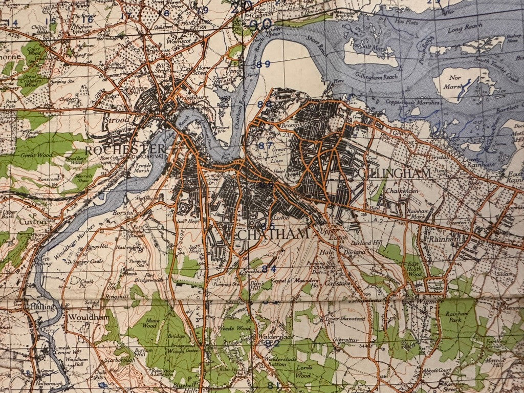 Original WW2 British Army GSGS OS Map England - Chatham & Maidstone - The Militaria Shop
