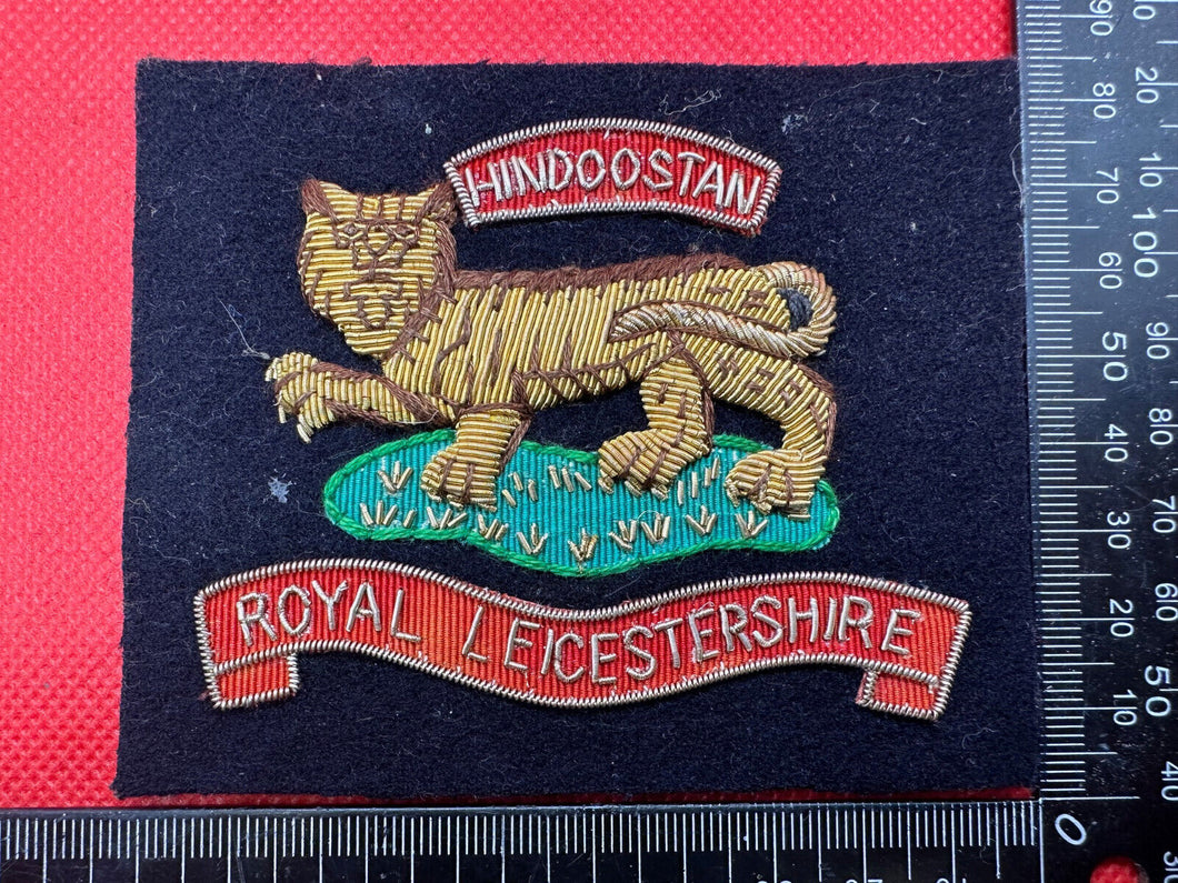 British Army Bullion Embroidered Blazer Badge - Royal Leicestershire -Hindoostan