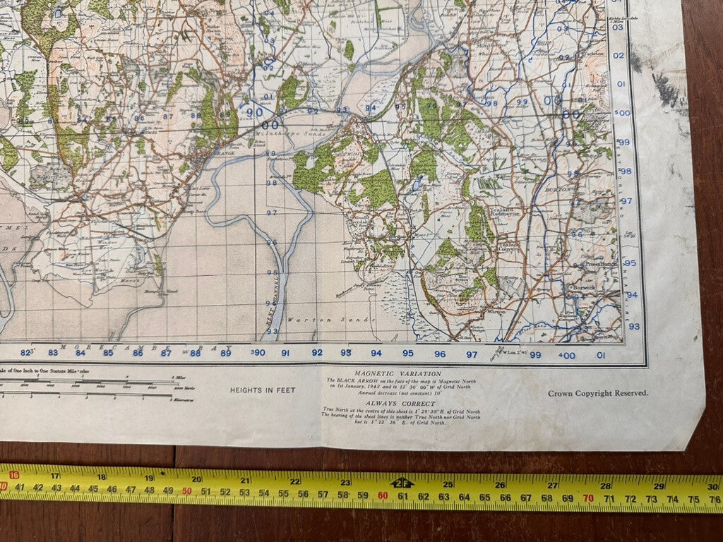 Original WW2 British Army GSGS Os Map of Great Britain - Windermere & Ulverston - The Militaria Shop