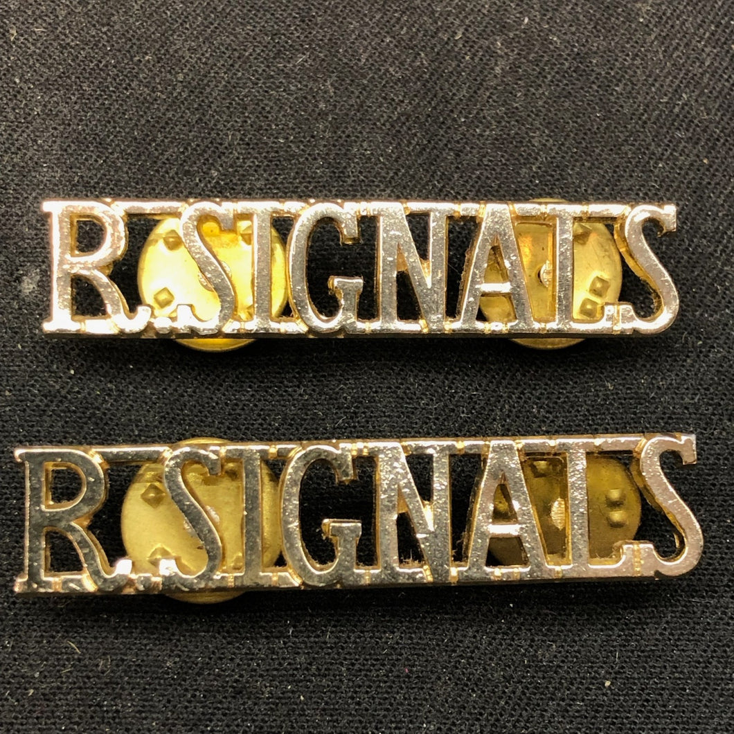 Original British Collar Badge Pair - Royal Signals - The Militaria Shop