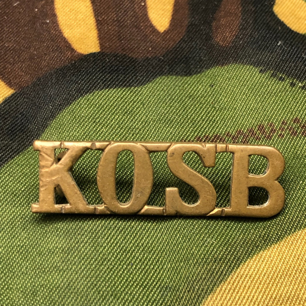 Genuine British Army WW1 Brass Shoulder Title - Kings Own Scottish Borderers - The Militaria Shop