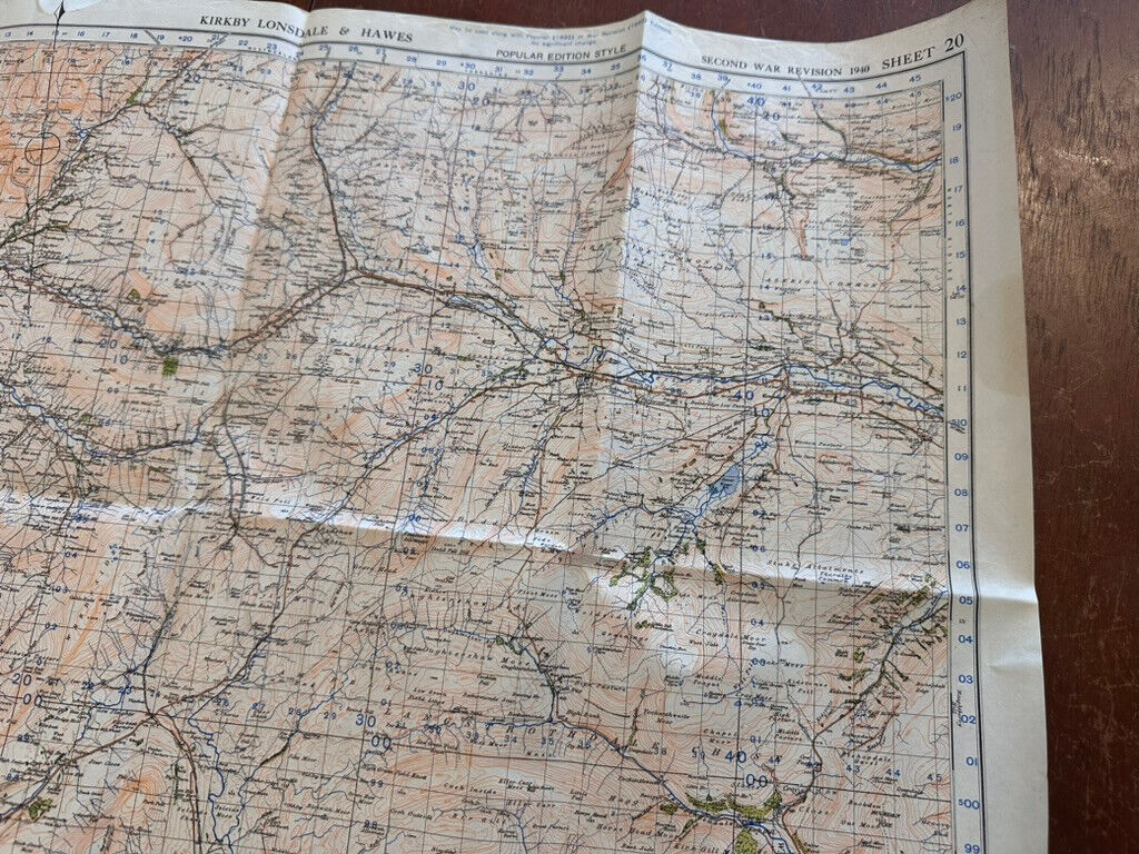 Original WW2 British Army GSGS Map of England & Wales - Kirkby Lonsdale & Hawes - The Militaria Shop