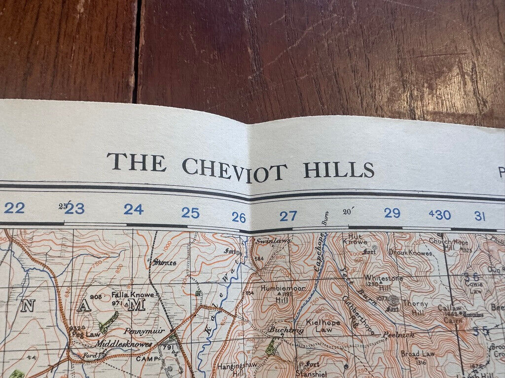 Original WW2 British Army GSGS OS Map of England & Wales - The Cheviot Hills - The Militaria Shop