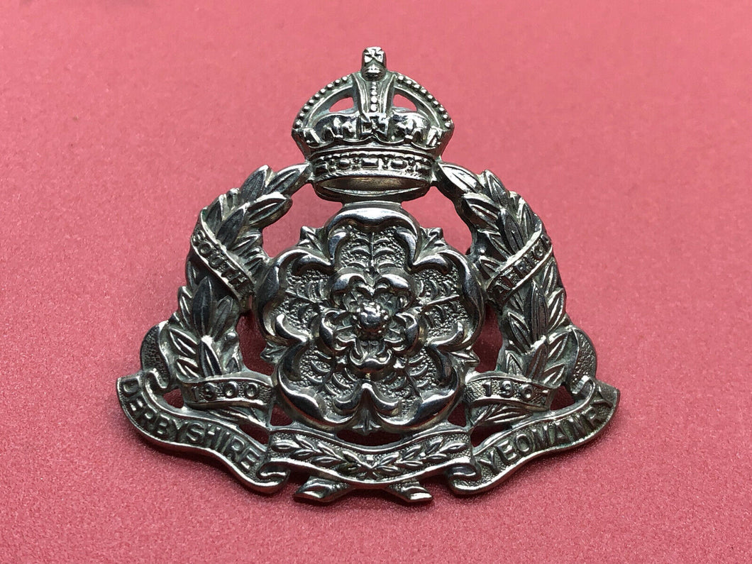 Original WW1 British Army Derbyshire Yeomanry Cap Badge