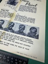 Load image into Gallery viewer, Original WW2 US Army Face Paint Instruction Sheet
