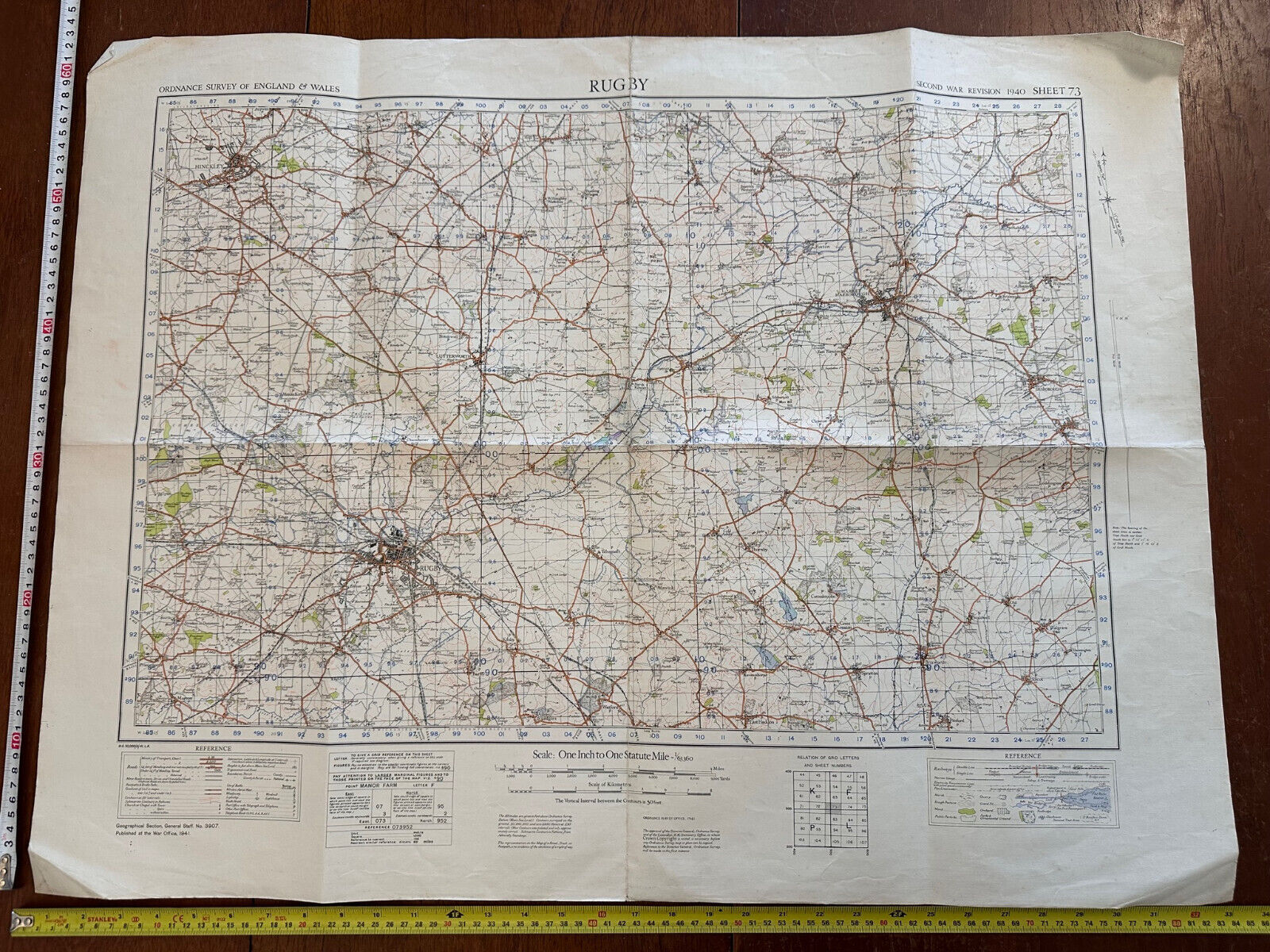 Original WW2 British Army OS Map of Great Britain - Rugby - The Militaria Shop