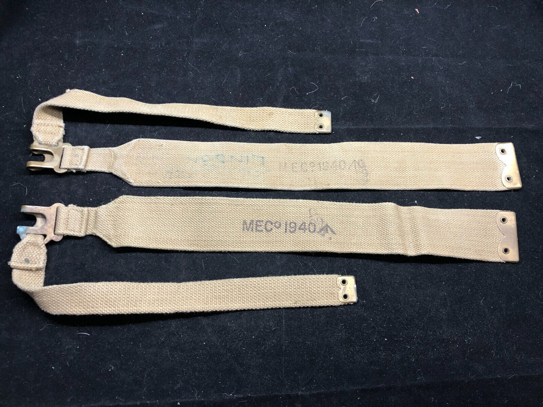 Original WW2 British Army 37 Pattern Khaki L-Straps Webbing - Wartime Dated 1940