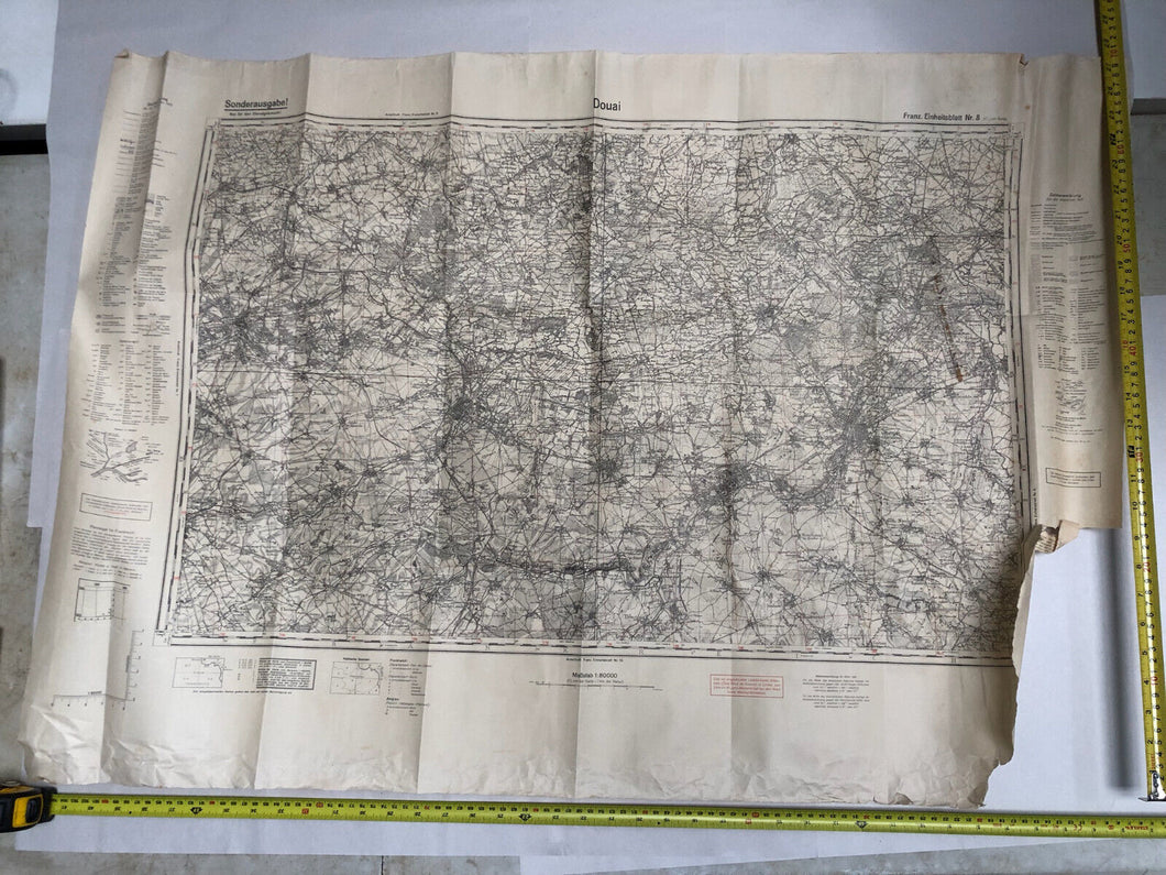 Original WW2 German Army Map of Douai, France