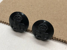 Load image into Gallery viewer, Original WW2 Kings Crown Civil Defence Uniform Buttons - Epaulettes Pocket Cuff
