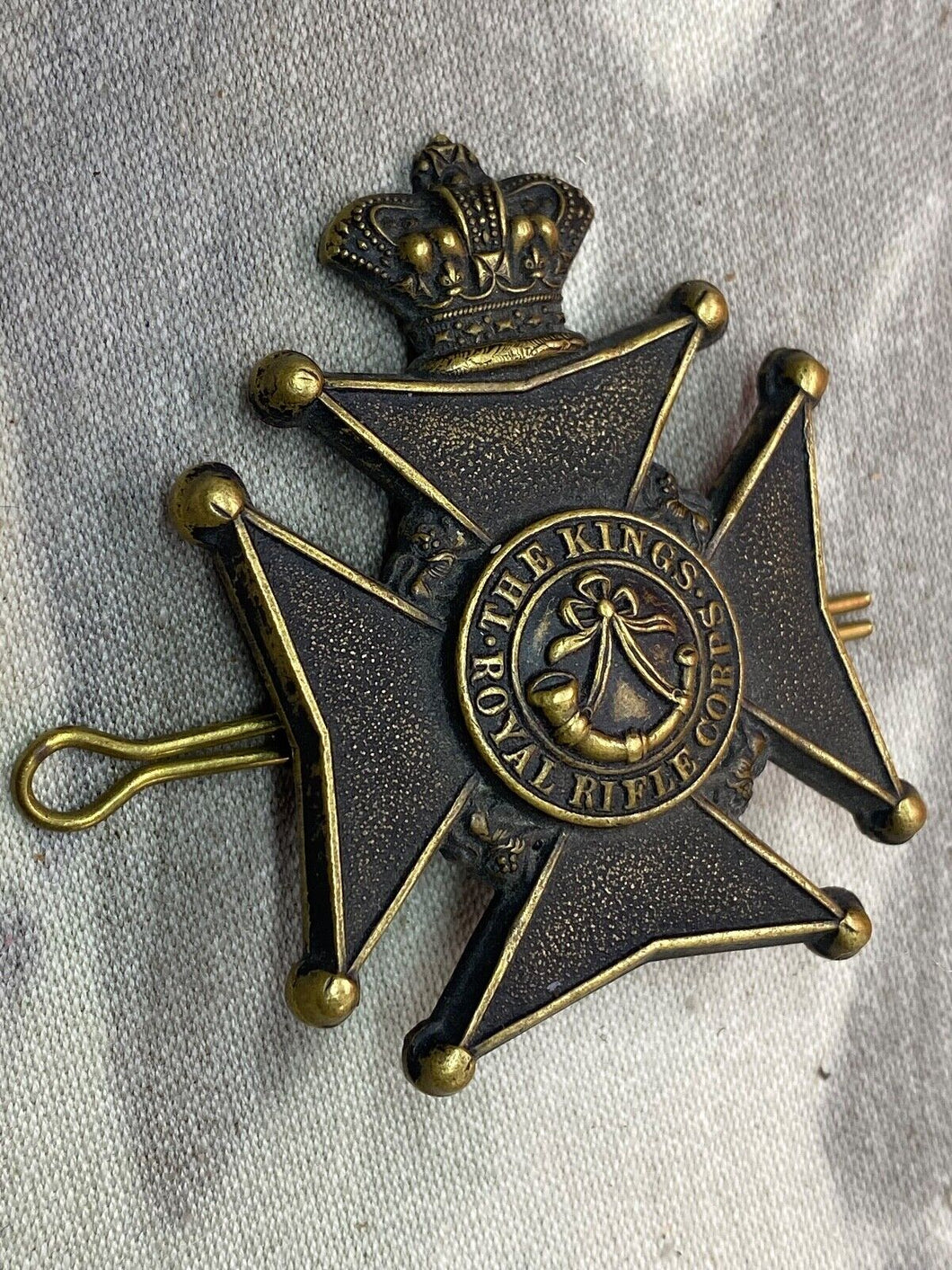 Original Victorian Era British Army The King's Royal Rifle Corps Cap Badge