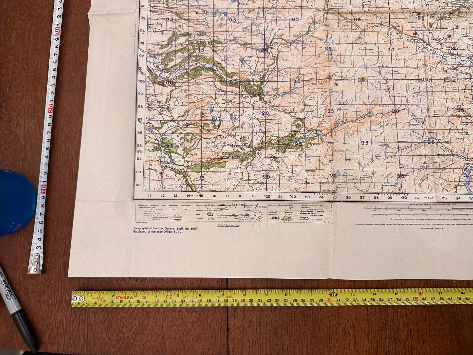 Original WW2 British Army GSGS OS Map of Wales - Llanidloes - The Militaria Shop
