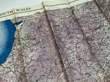 Load image into Gallery viewer, Original WW2 British Army / RAF Map Showing RAF Bases - South Wales
