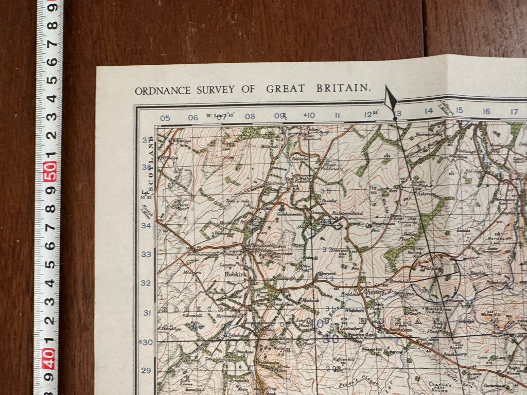 Original WW2 British Army GSGS Map of Scotland - The Cheviot Hills - The Militaria Shop
