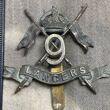 Load image into Gallery viewer, Original WW2 9th Queen&#39;s Royal Lancers British Army Cap Badge
