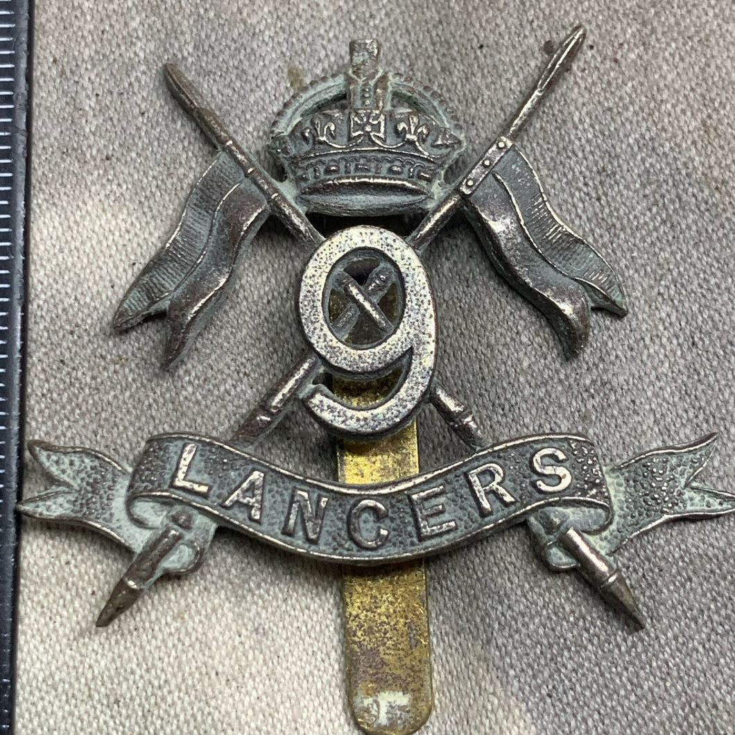 Original WW2 9th Queen's Royal Lancers British Army Cap Badge