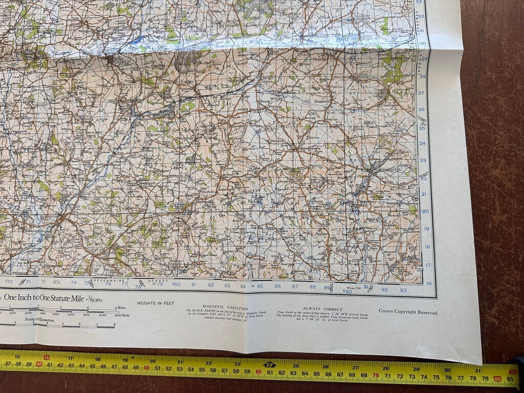 Original WW2 British Army GSGS OS Map of England & Wales - Chard & Axminster - The Militaria Shop