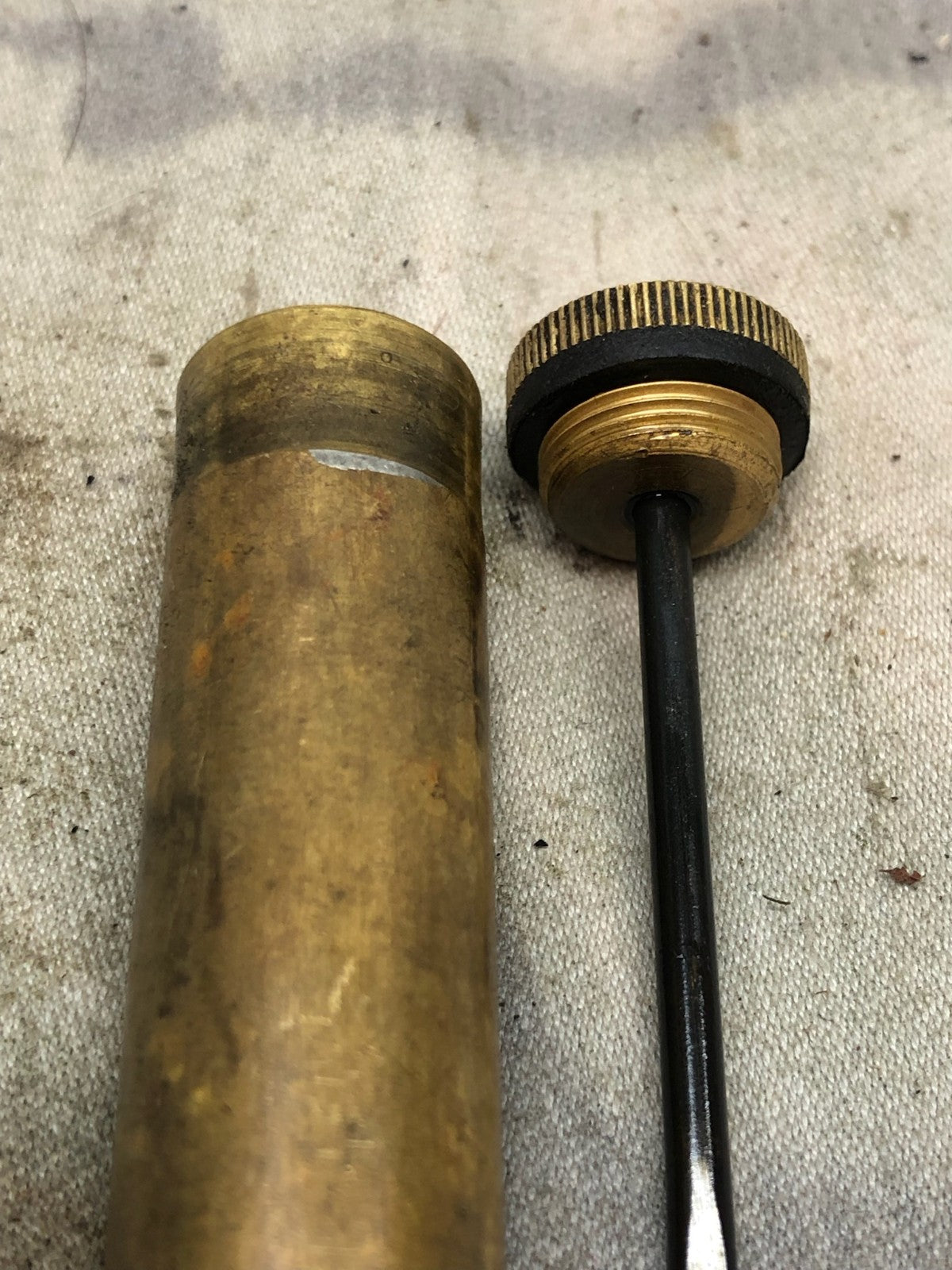 Original WW1 British Army SMLE Enfield Brass Oil Bottle - EFD Marked - The Militaria Shop
