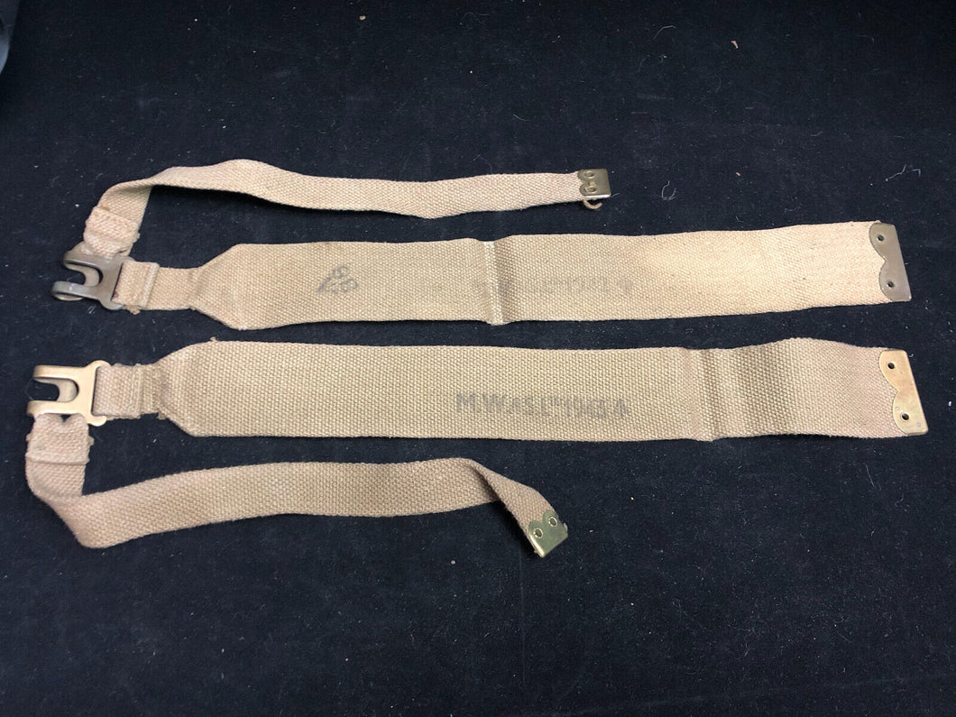 Original WW2 British Army 37 Pattern Khaki L-Straps Webbing - Wartime Dated