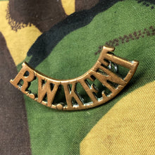 Load image into Gallery viewer, Genuine British Army WW1 Brass Shoulder Title - Royal West Kent - The Militaria Shop
