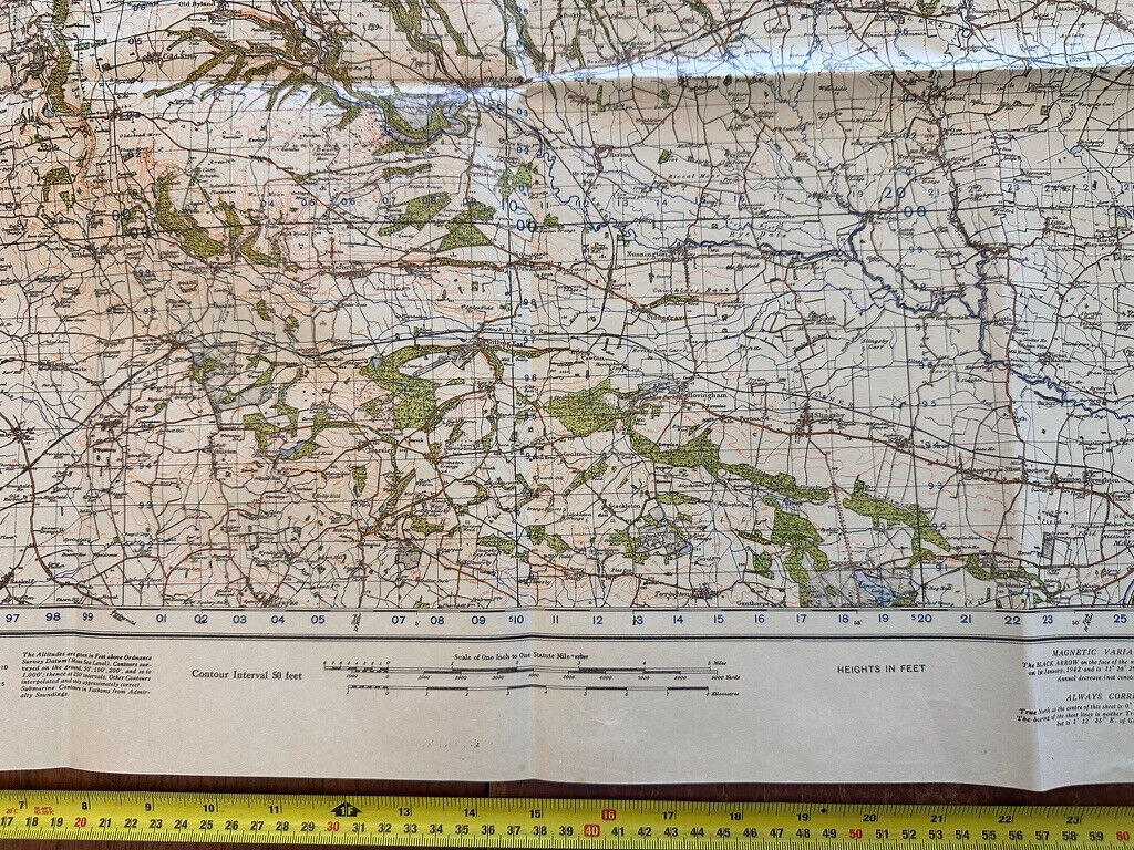Original WW2 British Army GSGS OS Map of England & Wales - Pickering & Thirsk - The Militaria Shop