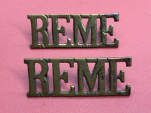 Load image into Gallery viewer, Original WW2 British Army REME Electrical Mechanical Engineers Shoulder Titles
