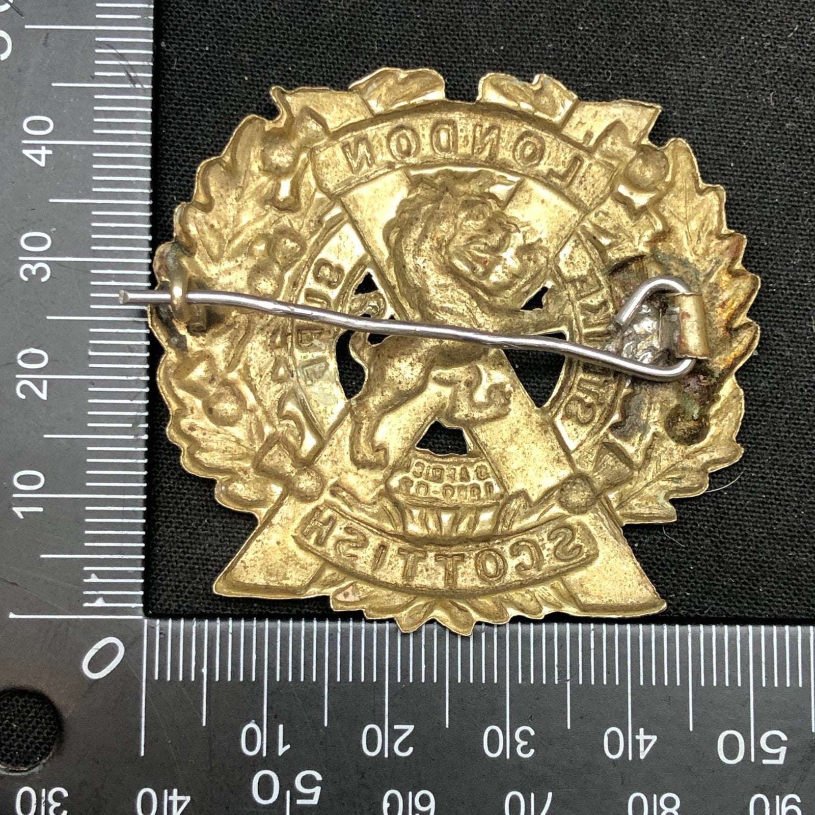 Genuine WW2 British Army Brass Cap Badge - London Scottish - The Militaria Shop