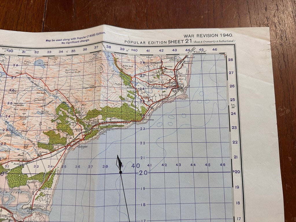 Original WW2 British Army GSGS Map of Scotland - Dornoch - The Militaria Shop