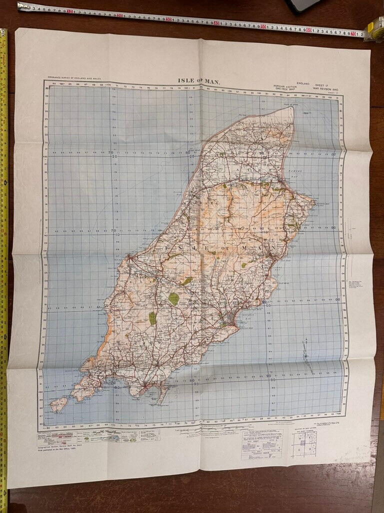Original WW2 British Army GSGS OS Map of Great Britain - Isle of Man - The Militaria Shop