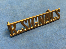 Load image into Gallery viewer, Original WW2 Brass British Army Shoulder Title Royal Signals
