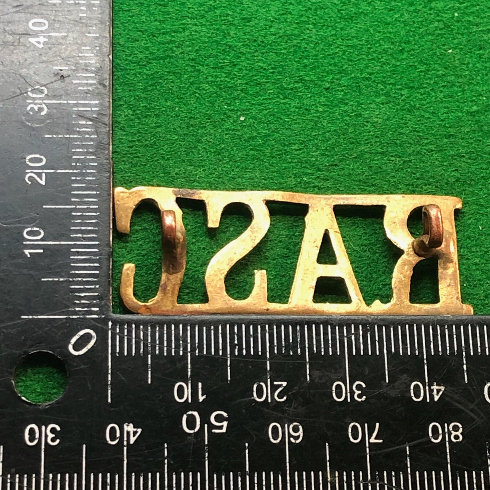 Original WW2 British Army Brass Shoulder Title - RASC Royal Army Service Corps - The Militaria Shop
