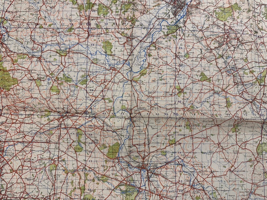 Original WW2 British Army GSGS OS Map of Great Britain - Burton & Walsall - The Militaria Shop