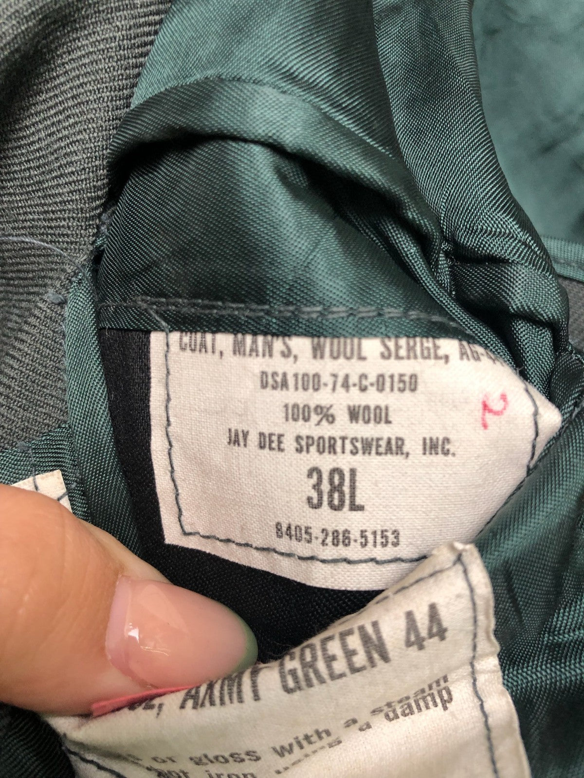 Original US Green 44 Uniform Jacket - Size 38" Chest - Long - The Militaria Shop