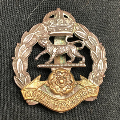 Original WW2 British Army Cap Badge - Royal Hampshire Regiment - The Militaria Shop